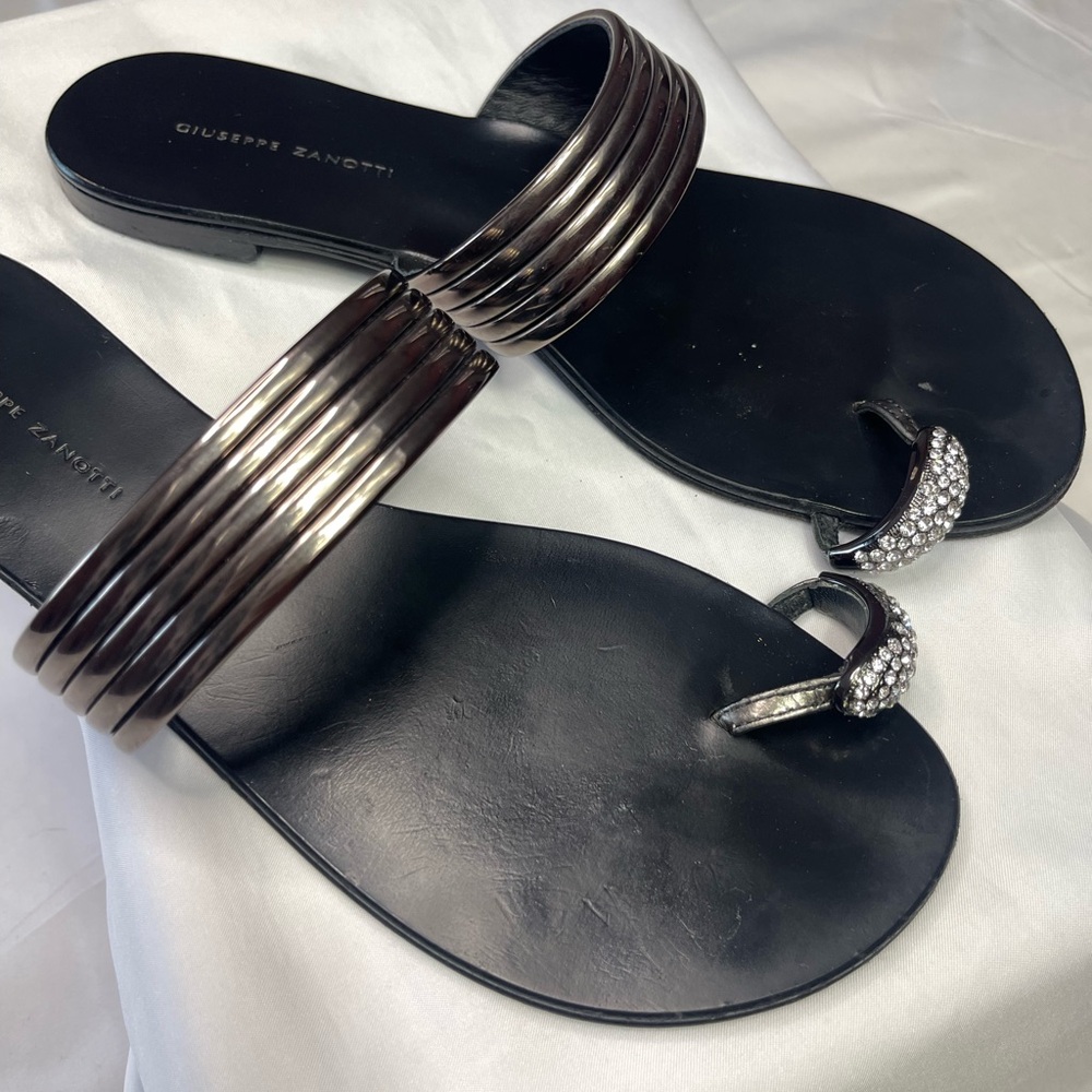 Giuseppe Zanotti Black Sandals with Metallic Accents